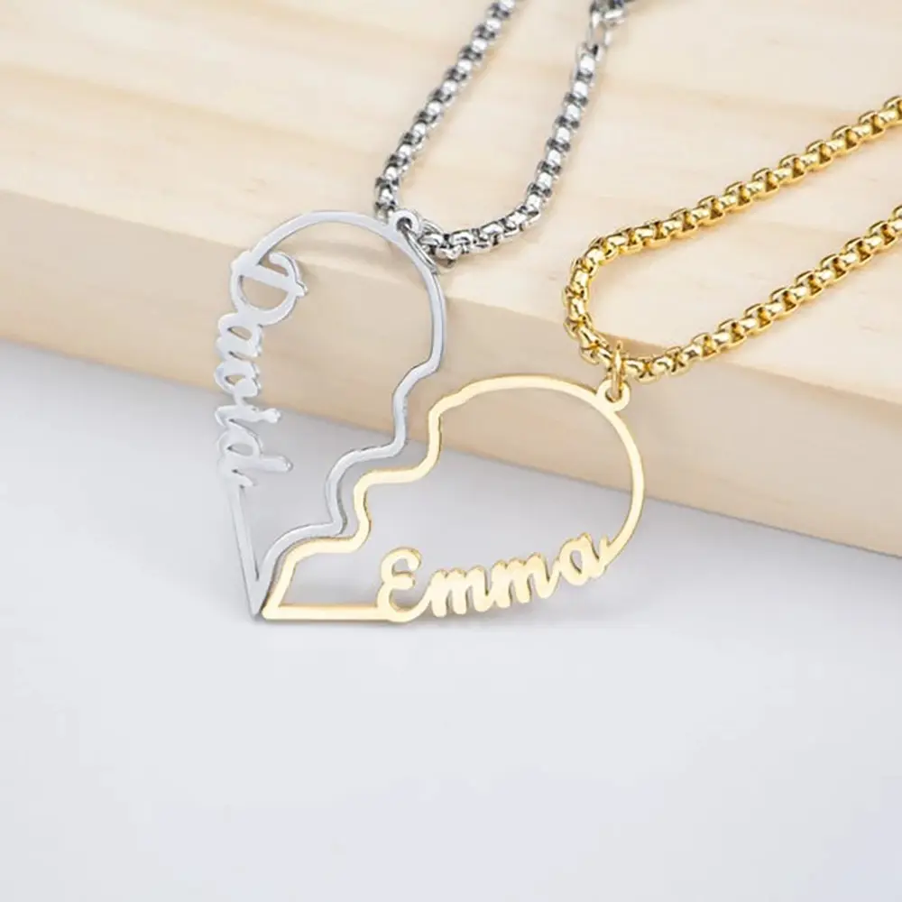 Collier avec lettres en acier inoxydable, personnalisé, simple et à la mode, pour hommes et femmes, amour avec nom anglais, pendentif de couple