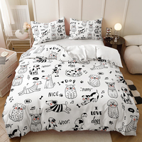 Parure de lit pour enfants imprimée de dessins de chiens et de tournesols, impression numérique 3D, microfibre 500TC, style américain