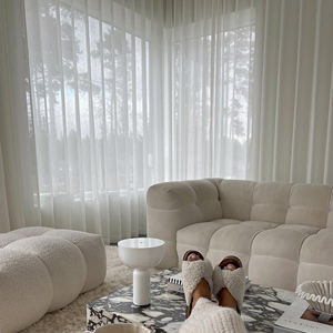 Rideaux en tulle design pour chambre et salon très hauts, cantonnières élégantes pour la décoration des fenêtres - Product Image 4