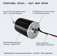 Moteur brushless miniature personnalisé KC5067 à couple élevé pour bateau à appât, 74W 3400 tr/min