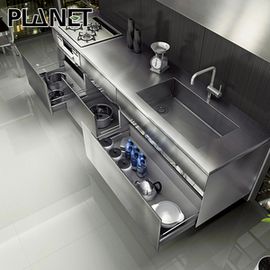Gabinete de Cocina de Acero Inoxidable y Base para Fregadero de Cocina de Metal con Acabado Gris Brillante - Product Image 4