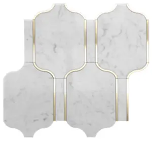 Carrara blanc carré marbre mosaïque carrelage métal laiton carrelage poli cuisine salle de bain dosseret