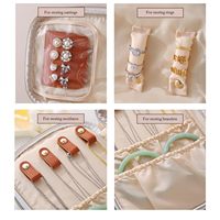 Sac cosmétique en PU tissé, grande capacité, double couche avec compartiment pour les voyages et les articles de toilette