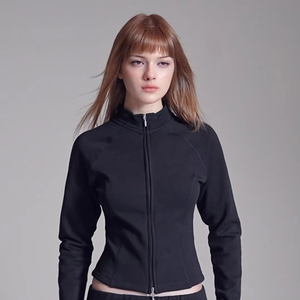 <span class=keywords><strong>Cardigan</strong></span> zippé rétro à col montant pour femme, style européen et américain <span class=keywords><strong>Lulu</strong></span>, imprimé respirant à semelle épaisse, collection automne 2025 - Product Image 1