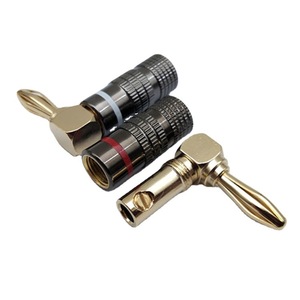 Conectores de Punta de Fábrica Grises de 4mm con Enchapado de Cobre y Oro, Tipo Banana con Curva en L y Carcasa de Aluminio de 90 Grados - Product Image 1