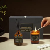 AIKUN Set hadiah aromaterapi kaca mewah, dengan lilin beraroma tahan lama dan Diffuser buluh untuk hadiah bisnis perusahaan