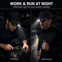 Lampe de casquette LED à capteur intelligent 800 mAh rechargeable avec affichage LCD de la batterie, tête rotative à 180 degrés, Type-C