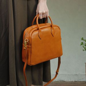 Boston Handbag Genuine Leather Women Crossbody Shoulder <b>Bag</b> Brown Durable Everyday Use - Product Image 3
