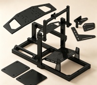 Simulateur de course en aluminium anodisé noir 4080, cadre personnalisé avec plaques de montage pour volant et pédales pour jeux de course en intérieur