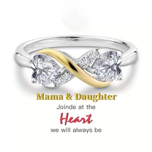 Wholesale <strong>Mother</strong> <strong>and</strong> <strong>Daughter</strong> Infinite Care <strong>and</strong> <strong>Ring</strong> Two-tone Diamond Heart-shaped Zircon Female - Product Image 5