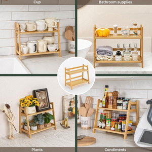Bamboo 2 Tier Countertop <b>Mug</b> Rack Kitchen Organizer Storage Shelf Minimalist Design - Product Image 3