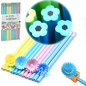 Заводские дешевые цветные карандаши в форме цветка, индивидуальные Экологически чистые высококачественные детские карандаши для рисования 2b HB, набор для детей