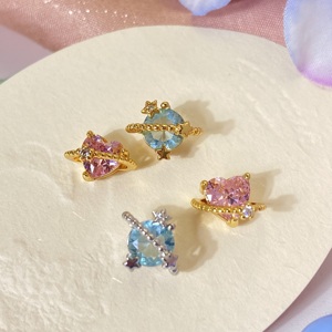 Listo para Enviar, Juego de Joyería con Descuento, Collar con Colgante de Corazón Rosa Mini Galaxy, Juego de Aretes de Circonia Cúbica - Product Image 3