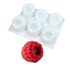 Moule en silicone 3D à 6 cavités pour mousse de framboise, gâteau au chocolat, pâtisserie, fraise, dessert français pour boulangerie - Product Image 1