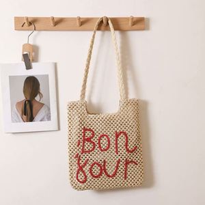 <b>Women</b> Fashion Letter Embroidered Shoulder <b>Bag</b> New Hollow Straw Woven <b>Beach</b> <b>Bag</b> - Product Image 4