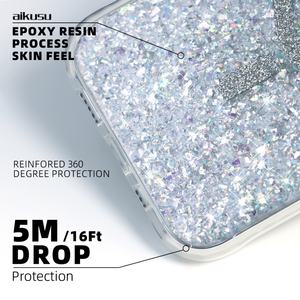 Étui de téléphone magnétique anti-jaunissement, antichoc, TPU PC TPE 3 en 1, étui de téléphone brillant avec paillettes pour iPhone 16 15 14 13 12 Pro Max - Product Image 5