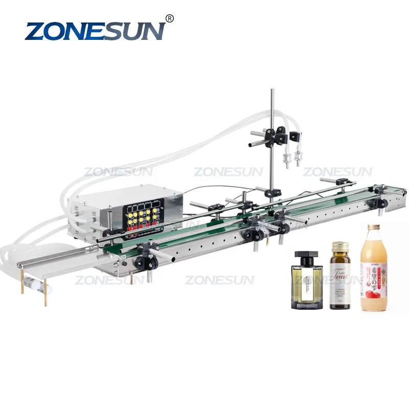 ZONESUN ZS-DPYT200Lダブルヘッドダイアフラムポンプ半自動ミルクジュース小瓶液体充填機