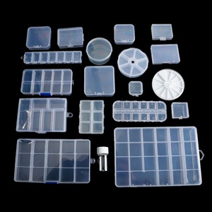 Boîte de rangement ronde multifonctionnelle en plastique transparent de 10 cm avec grilles pour perles, fabrication de bijoux, art, bricolage, rangement - Product Image 2
