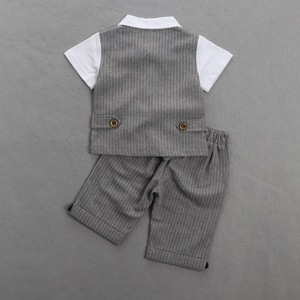 Conjunto de Verano para Bebés y Niños, Traje de Dos Piezas con Camisa de Manga Corta y Pantalones Cortos con Lazo para Niños - Product Image 2