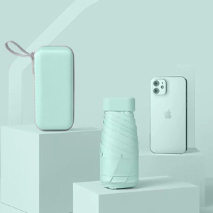 Mini parapluie compact pliable à 5 sections avec impression de logo personnalisé, revêtement noir, pare-<span class=keywords><strong>soleil</strong></span>, capsule, petit sac cadeau pour femme, parapluie pour le <span class=keywords><strong>soleil</strong></span> - Product Image 3