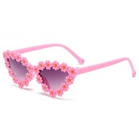Fashion Summer Love Heart Shaped Unisex Kids Macaron Color Daisy UV400 Protection Kids Sunflower Festival Sunglasses