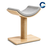 Arbre à chat en bois massif Moon House, Condo pour chat tout-en-un avec griffoir, Fournitures pour animaux de compagnie d'intérieur en bois massif