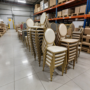 Silla de Banquete de Metal Apilable de Acero Inoxidable de Lujo para Hotel, Silla de Cuero para Bodas, Fiestas, Sala de Estar, Apartamento - Product Image 4
