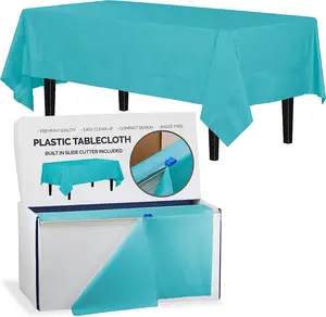 Party Supplier Solid Color Disposable Tablecloths Roll Winkle-proof PEVA Plastic Table Cover With Slide Cutter