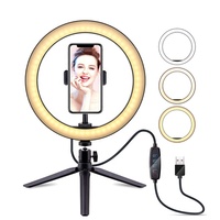 Travor-anneau lumineux de 10 "/26CM, LED, avec USB, lampe, éclairage annulaire pour Studio de photographie, vidéo en direct, Tik Tok