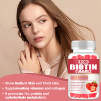 Gummies de Biotine Vitamines pour la Croissance des Cheveux, de la Peau et des Ongles, Soutien Végétalien, Collagène Pectine, Marque Privée, 60 Unités