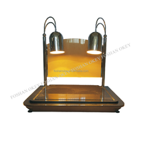 Chauffe-aliments à 2 lampes Présentoir de table pour buffet BBQ Affichage Infared Hot Buffet Server Isolation chauffante Station de réchauffement d'aliments