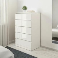 Meuble de rangement en bois massif blanc avec 7 tiroirs Table de chevet à tiroirs avec roues Meubles en bois multi-usages