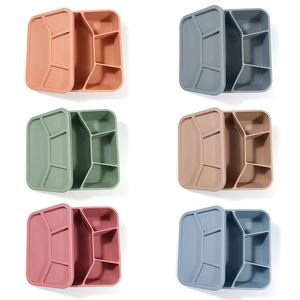 BPA Free Kids Food Container Silicone Bento <b>Box</b> Baby Outdoor Travel Portable Divided <b>Lunch</b> <b>Box</b> With Lid Set - Product Image 6