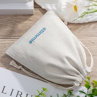Emballage de produits de luxe de haute qualité pochette à cordon en lin à chevrons personnalisée personnalisée sac de rangement cosmétique en coton cadeau