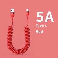 Nouveau câble de données télescopique anti-torsion 5A, câble de charge rapide enroulé USB C pour téléphone portable, compatible avec l'ordinateur