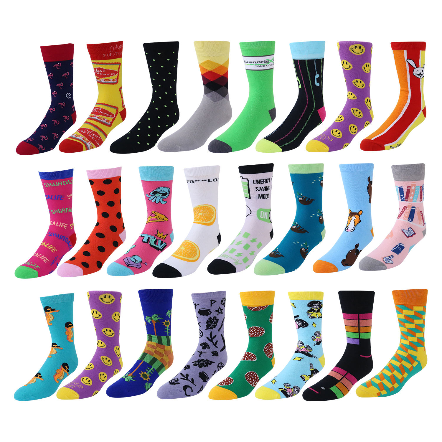 Wholesale Custom logo High Quality Colorful Funny Crew Cotton Men Socks