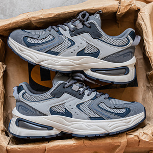 Zapatillas de deporte que combinan con todo para hombre, diseño de malla transpirable con cierre de cordones, suela gruesa informales de zapatos, verano 2025 - Product Image 5