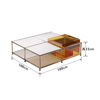 Table basse moderne en acier inoxydable et verre, modulaire, double couche, pour petit appartement, salon