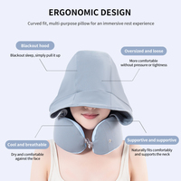 Oreiller de voyage portable en mousse à mémoire de forme en U avec capuche, personnalisable, pour bloquer la lumière et garantir l'intimité, avec soutien du cou pour avion, train, bus