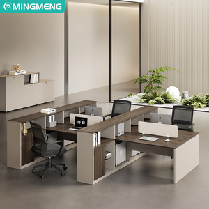 Ensemble bureau et chaise de bureau simplifié pour 4 à 6 personnes, bureaux et chaises pour le personnel de bureau avec sièges à écran intégré - Product Image 3