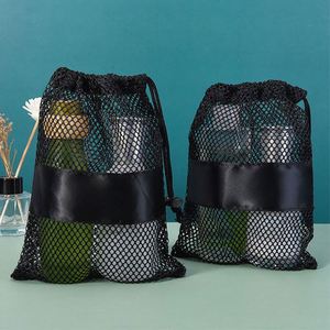 Multi Functional Black Mesh Hollow <b>Drawstring</b> Storage Bag Dive Polyester <b>Drawstring</b> <b>Backpack</b> Bag, Pickleball Player Bag - Product Image 2