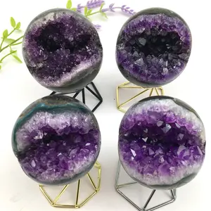 Wholesale Hige Quality Dark Purple Amethyst Cluster Druzy Sphere Amethyst Crystal Geode Sphere For Decoration