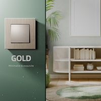 Interrupteurs d'éclairage haut de gamme Série S 86*86mm, interrupteur électrique domestique, plaque en aluminium brossé couleur or, interrupteur simple mural