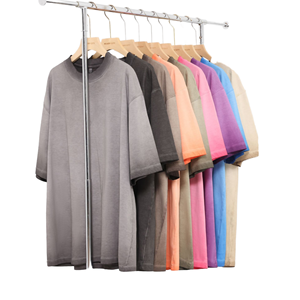 Bán Buôn Trang Phục Chính Thức Dệt Kim Rửa T-Shirt Ngắn Tay Áo Lỏng Quá Khổ 100% Cotton Gradient T Áo Sơ Mi - Product Image 1