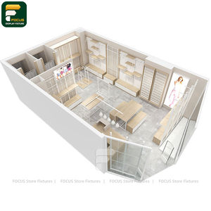 Étagère de présentation de vêtements de style urbain, comptoir de vêtements, armoire à vêtements, meuble en verre - Product Image 5