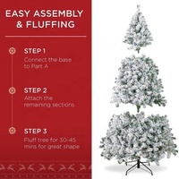 Arbre de Noël artificiel en pin pliable écologique de 180 cm, avec support métallique de haute qualité, effet neige blanche en poudre