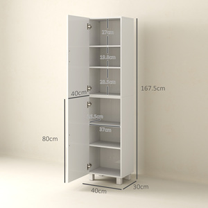 HOMCOM-Columna de baño moderna con 2 armarios de MDF, estantes ajustables de 40x30x167,5 cm - Product Image 3
