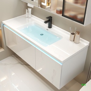 Meuble de salle de bain moderne avec lavabo intégré en céramique, combinaison simple de meuble-lavabo - Product Image 6