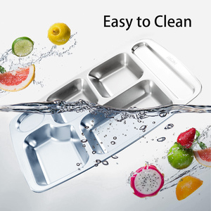 Tỷ Ngày Đa Khoang Thực Phẩm Chia Phần Tấm Thép Không Gỉ Hộp Ăn Trưa Bữa Ăn Tối Tấm 4 Phần Thực Phẩm Khay Sus 304 - Product Image 4
