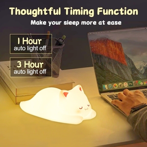 Nursery Cute Led Baby Touch Silicona Niño gato Decoración creativa Luz nocturna Mesita de noche Mesa recargable Led Luz de noche de silicona - Product Image 3